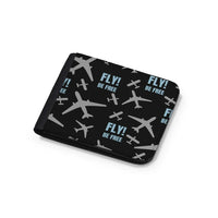 Thumbnail for Fly Be Free aviation design wallet, leather construction.