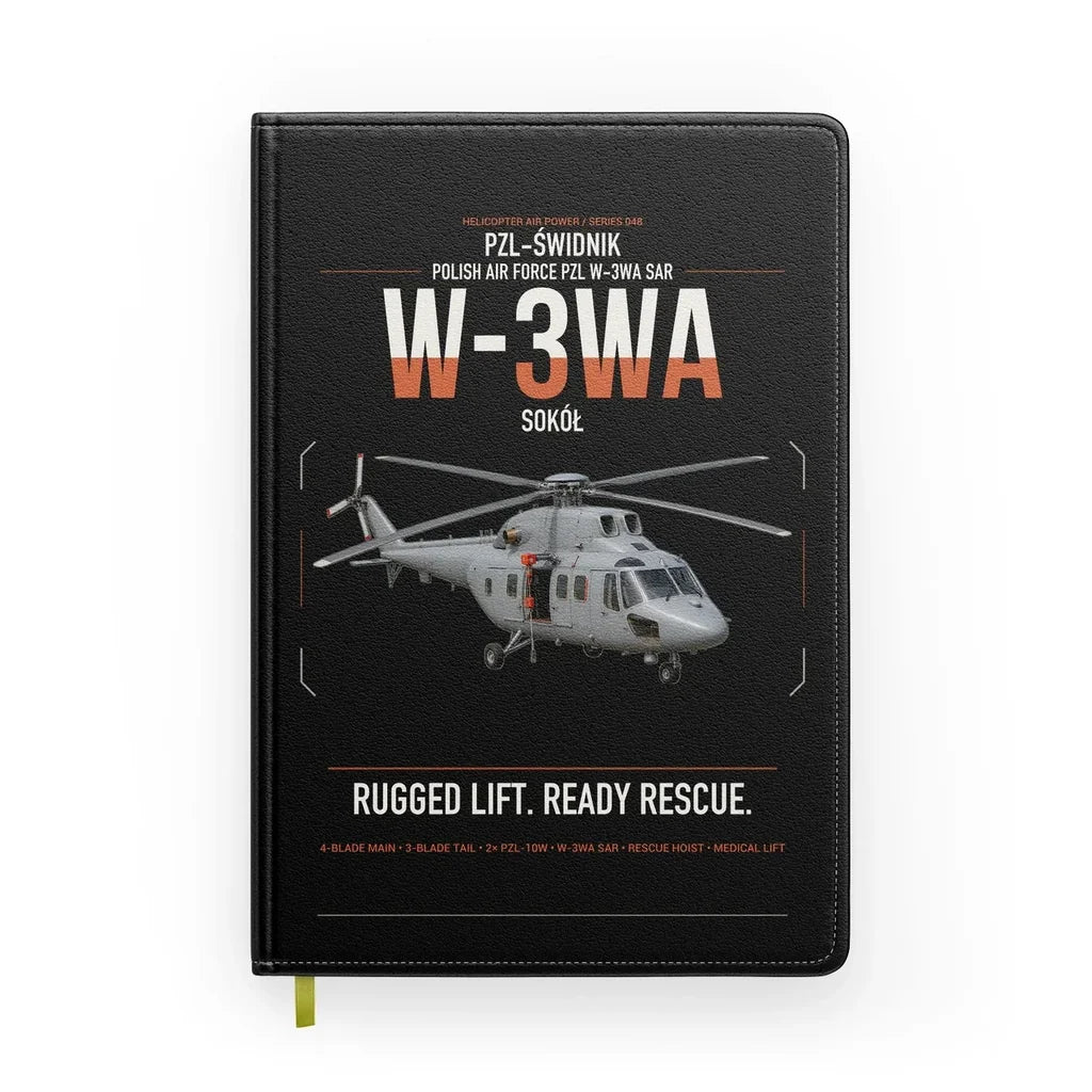 PZL-Świdnik W-3WA Sokół design on black notebook