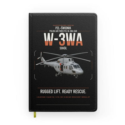 PZL-Świdnik W-3WA Sokół design on black notebook
