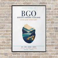 Thumbnail for Bergen Airport Flesland BGO vertical canvas print - framed - white background