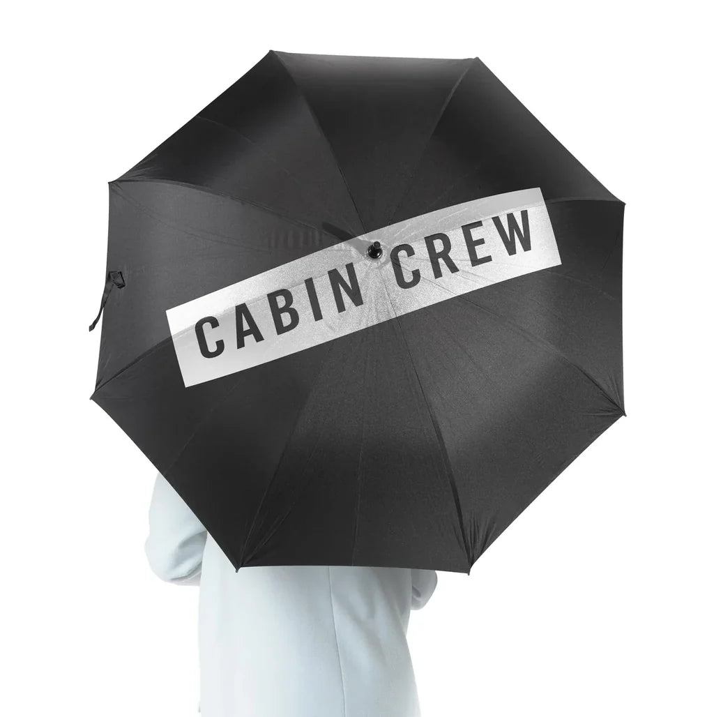 Cabin Crew Text aviation design on windproof polyester umbrella.
