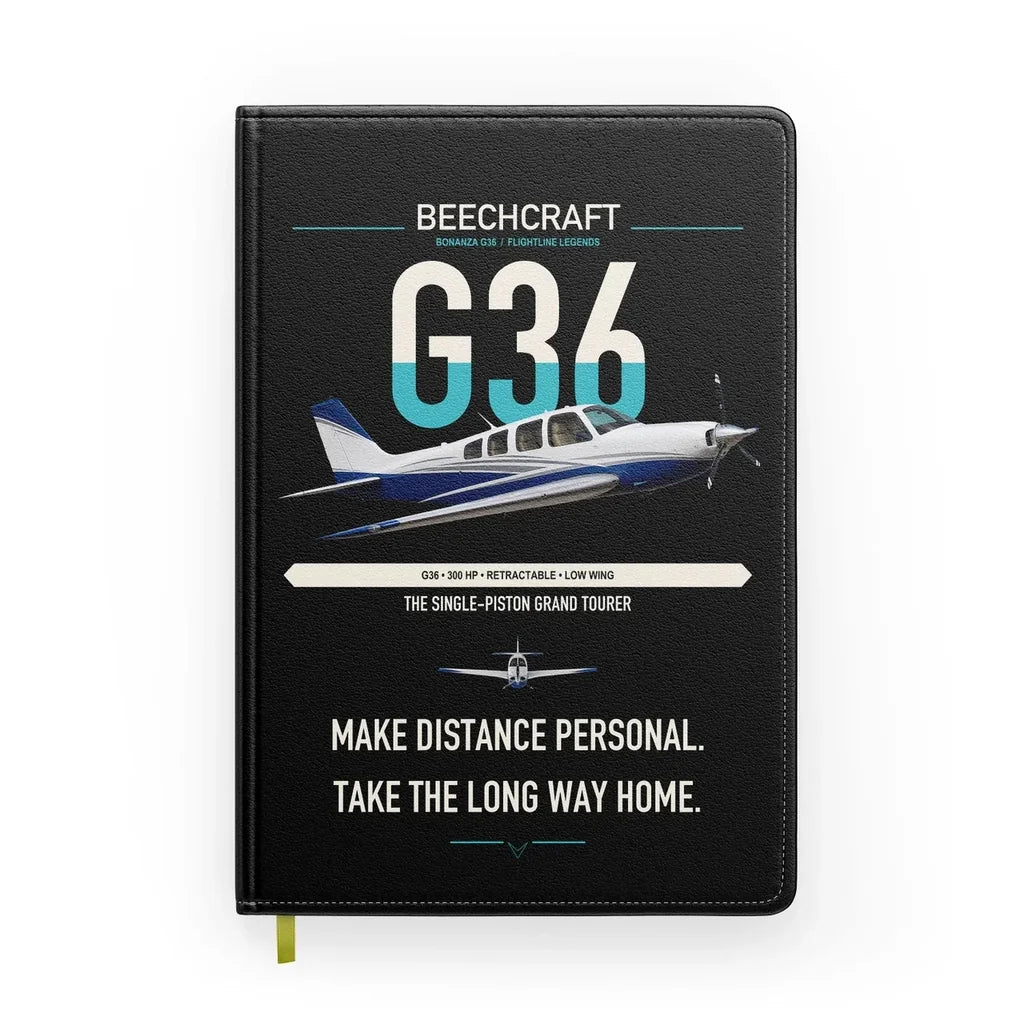 Beechcraft Bonanza G36 design on black notebook