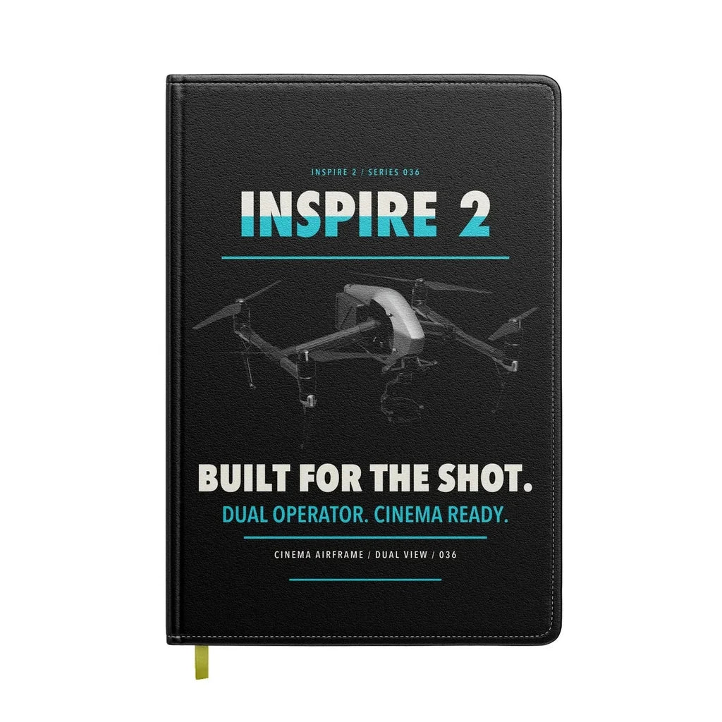 DJI Inspire 2 design on black notebook