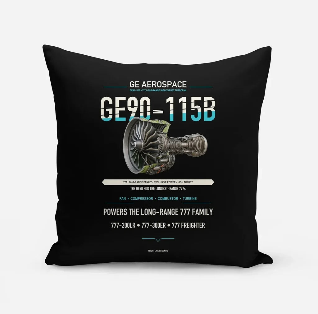 GE90-115B design on black pillow