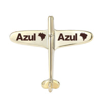 Thumbnail for Side view of Azul Airlines Airplane Shape aviation airplane-shape brooch in polished alloy, polished finish.