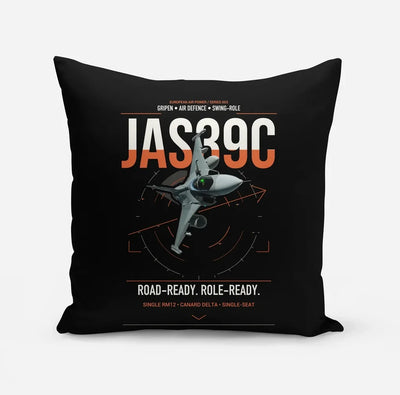 Saab JAS 39C Gripen design on black pillow