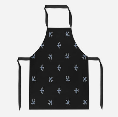 Nice Airplanes (Black) aviation design on durable cotton blend kitchen apron.