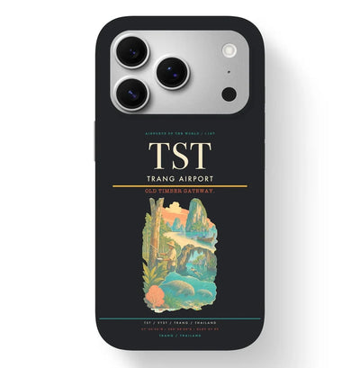 Trang Airport (TST) design on black iPhone 17 Pro MagSafe case