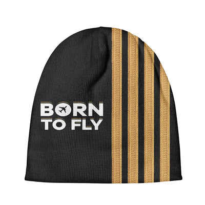 Born To Fly & Pilot Epaulettes (4 Lines) aviation embroidery on soft knit fabric 3D knit beanie.