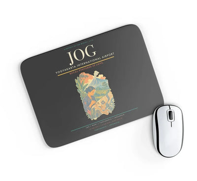 Yogyakarta International Airport (JOG) design on black rectangle mouse pad