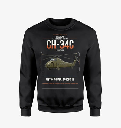 Sikorsky CH-34C Choctaw design on black sweatshirt