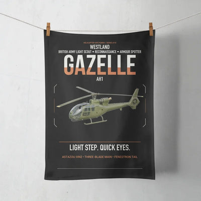 Westland Gazelle AH1 design on black towel
