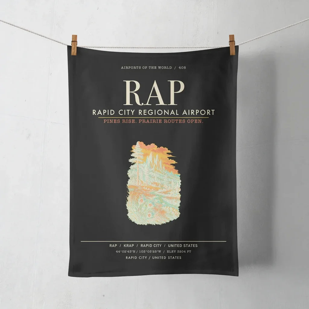 Rapid City Regional Airport (RAP) design on black towel