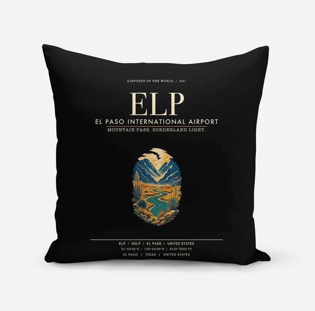 El Paso International Airport (ELP) design on black pillow