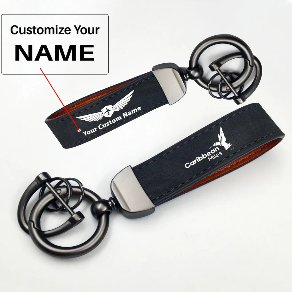 Carbbean Airlines Horseshoe Buckle key chain, Black + Name