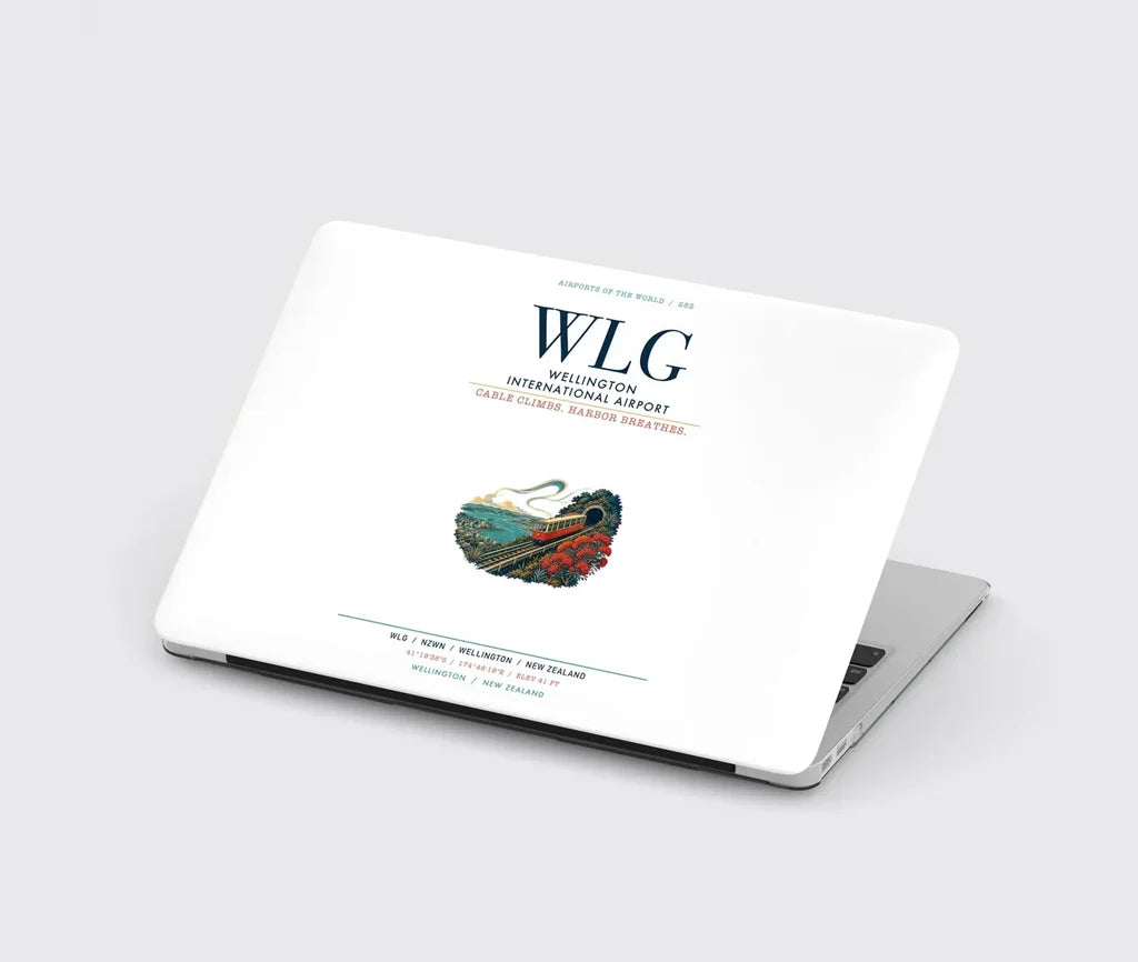 Wellington International Airport (WLG) design on white MacBook case