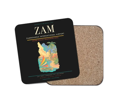 Zamboanga International Airport (ZAM) design on black 1 piece coaster