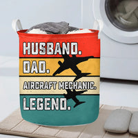 Thumbnail for Husband & Dad & Aircraft Mechanic & Legend aviation design on durable fabric with reinforced handles laundry basket.