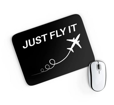 Just Fly It aviation design on neoprene with anti-slip base mouse pad.
