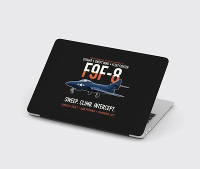 F9F-8 Cougar Swept Wing Carrier Fighter design on black MacBook case