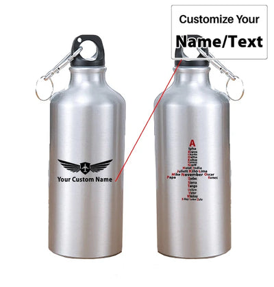 Airplane Shape Aviation Alphabet aviation design on thermos, vacuum-insulated.