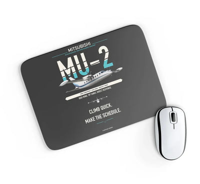 Mitsubishi MU-2B-60 Marquise design on black rectangle mouse pad