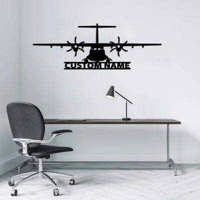 ATR-72 Silhouette aviation design on durable metal with painted finish metal wall sign.