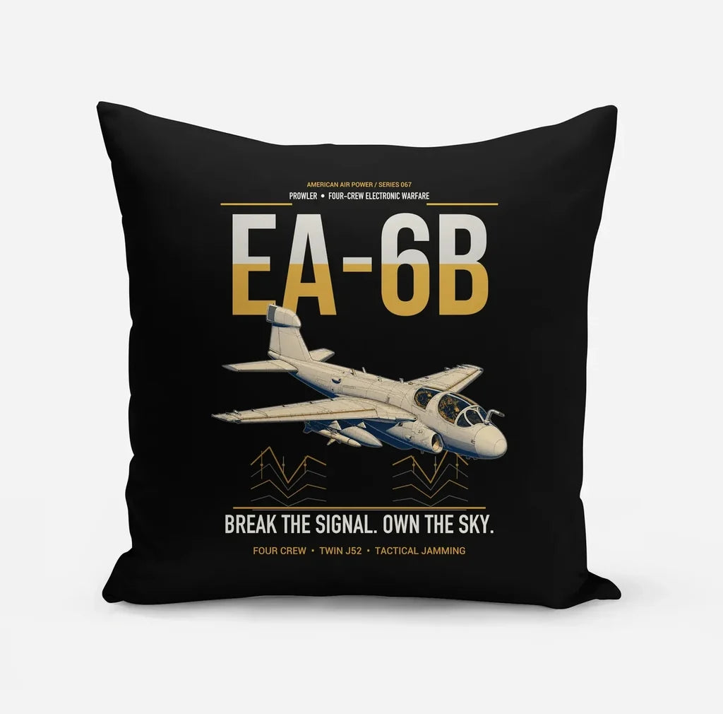 EA-6B Prowler design on black pillow