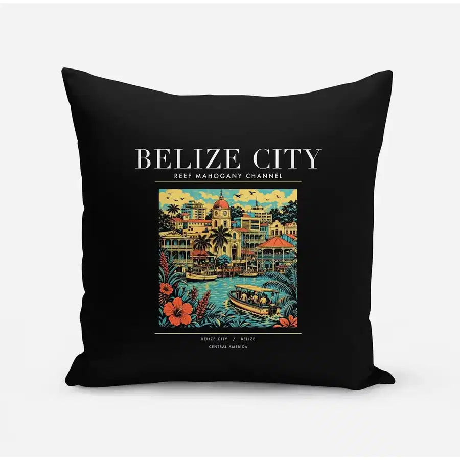 BELIZE CITY - Poster - Pillow - Black