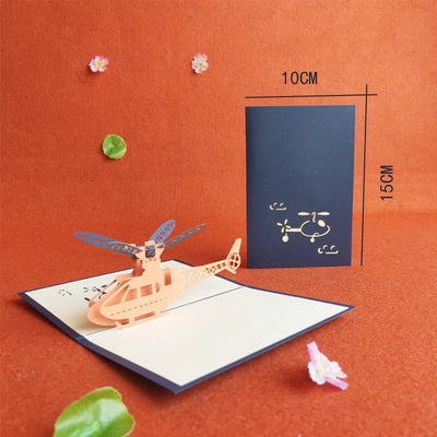 Helicopter Blue Paper Cuttings 3D greeting card aviation pilot essential in premium aviation-grade build.