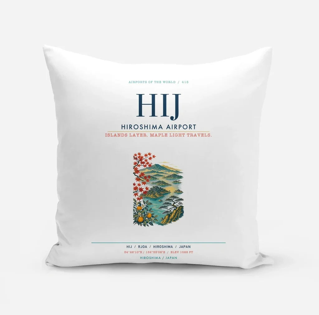 Hiroshima Airport (HIJ) design on white pillow