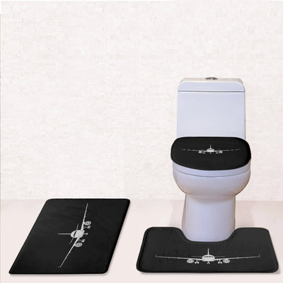 Airbus A320 Silhouette Toilet Seat Cover Three-piece aviation print on soft fabric toilet seat cover set.