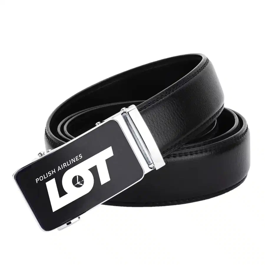 LOT Polish Airlines aviation print men's belt, leather.