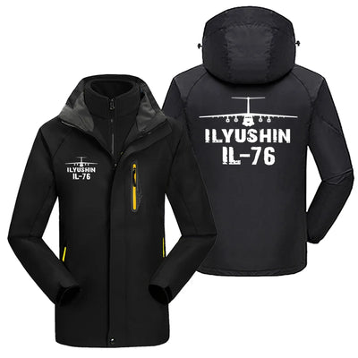 ILyushin IL-76 & Plane aviation design printed on heavyweight insulated shell with snow cuffs thick ski jacket.