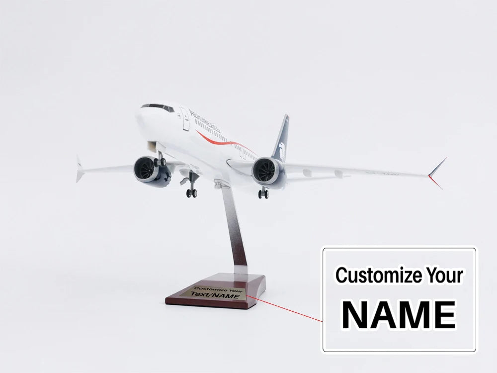 Side view of Aeromexico Mexican Airlines Boeing 737 Max Airplane Model (1/84 Scale - 47CM) aviation LED model airplane in die.