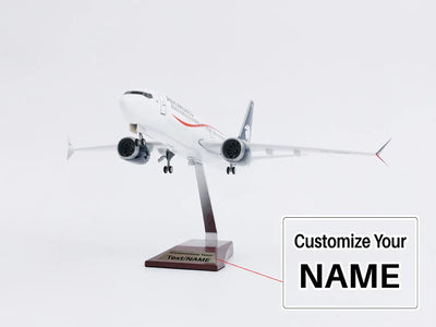 Side view of Aeromexico Mexican Airlines Boeing 737 Max Airplane Model (1/84 Scale - 47CM) aviation LED model airplane in die.