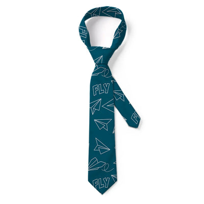 Paper Airplane & Fly Green aviation design on premium silk blend tie.
