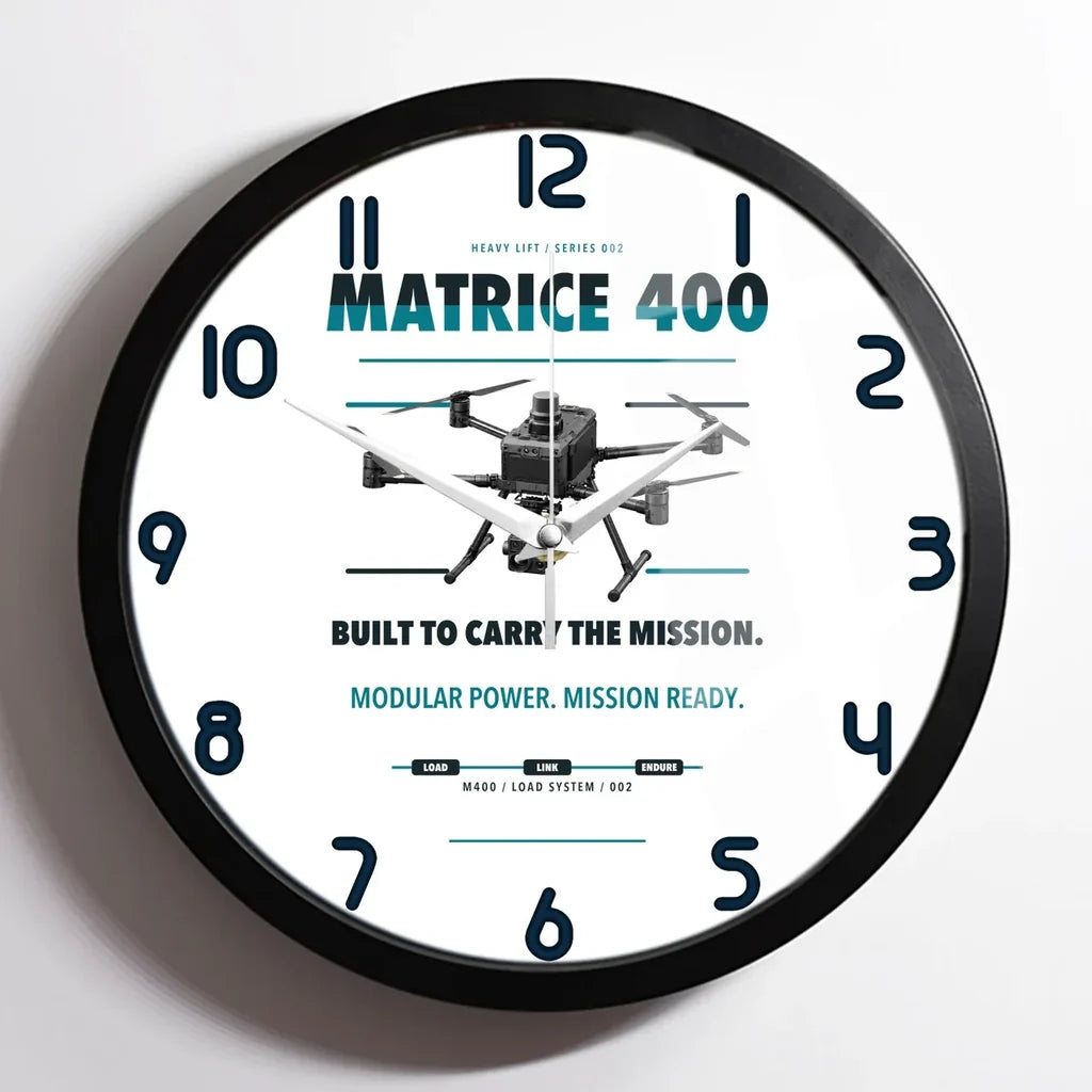 DJI Matrice 400 design on white framed wall clock