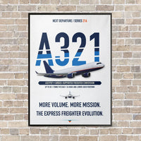 Thumbnail for Airbus A321P2F vertical canvas print - framed - white background