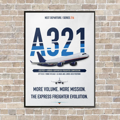 Airbus A321P2F vertical canvas print - framed - white background