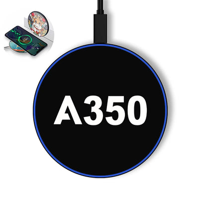 Airbus A350 Flat Text aviation design on durable build wireless charger.