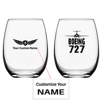 Thumbnail for Boeing 727 & Plane Water & Drink aviation design on water glass, crystal-clear premium glassware.