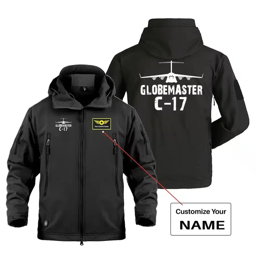 GlobeMaster C-17 & Plane Military Jackets (Customizable) aviation design printed on heavy cotton shell with field-style pocke.