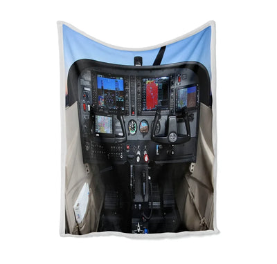 Cessna 172 Cockpit Bed Blankets & aviation print on soft fleece blanket.