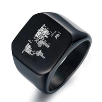Thumbnail for World Map (Text) aviation ring in stainless steel.