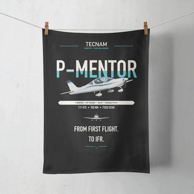 Tecnam P-Mentor design on black towel