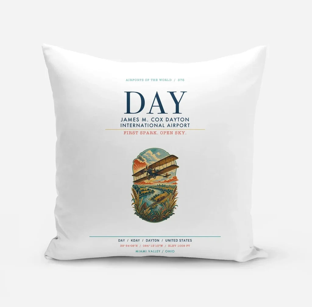 James M. Cox Dayton International Airport (DAY) design on white pillow