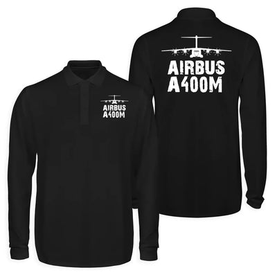 Airbus A400M & Plane Long Sleeve Polo T-Shirts (Double-Side) aviation design printed on soft cotton long-sleeve double-side polo.