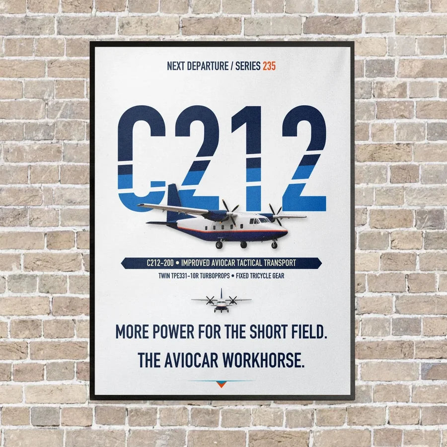 CASA C-212-200 Aviocar vertical canvas print - framed - white background