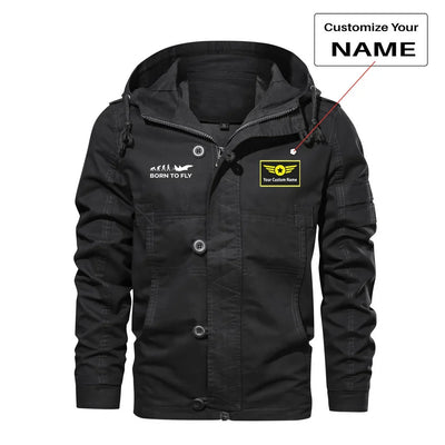 Born To Fly aviation design printed on heavy cotton shell with classic fit cotton jacket.